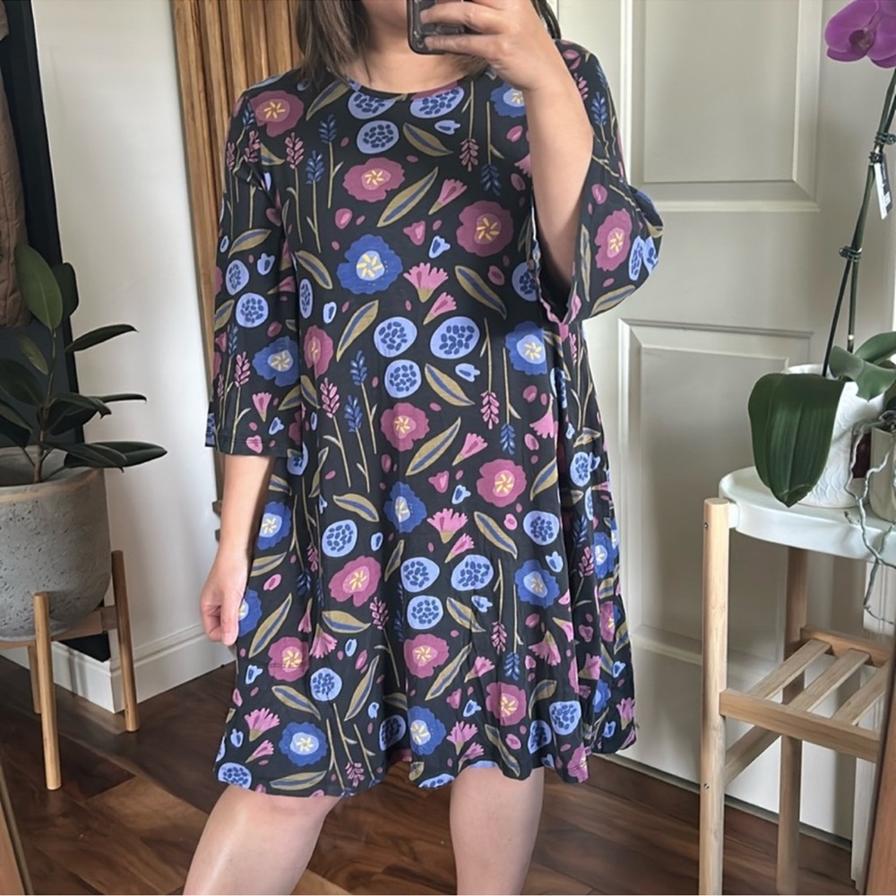 GUDRUN SJODEN Multicolor Floral Print Lyocell
Summer A-Line Dress Size M - Picture 9 of 11